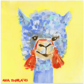 Blue Alpaca - Square Stretched Canvas, Poster or Fine Art Print