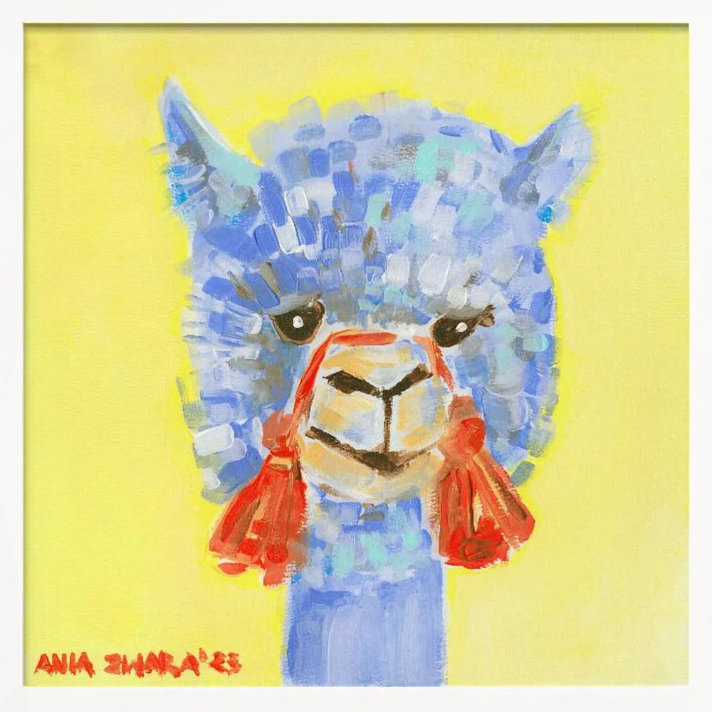 Blue Alpaca - Square Stretched Canvas, Poster or Fine Art Print