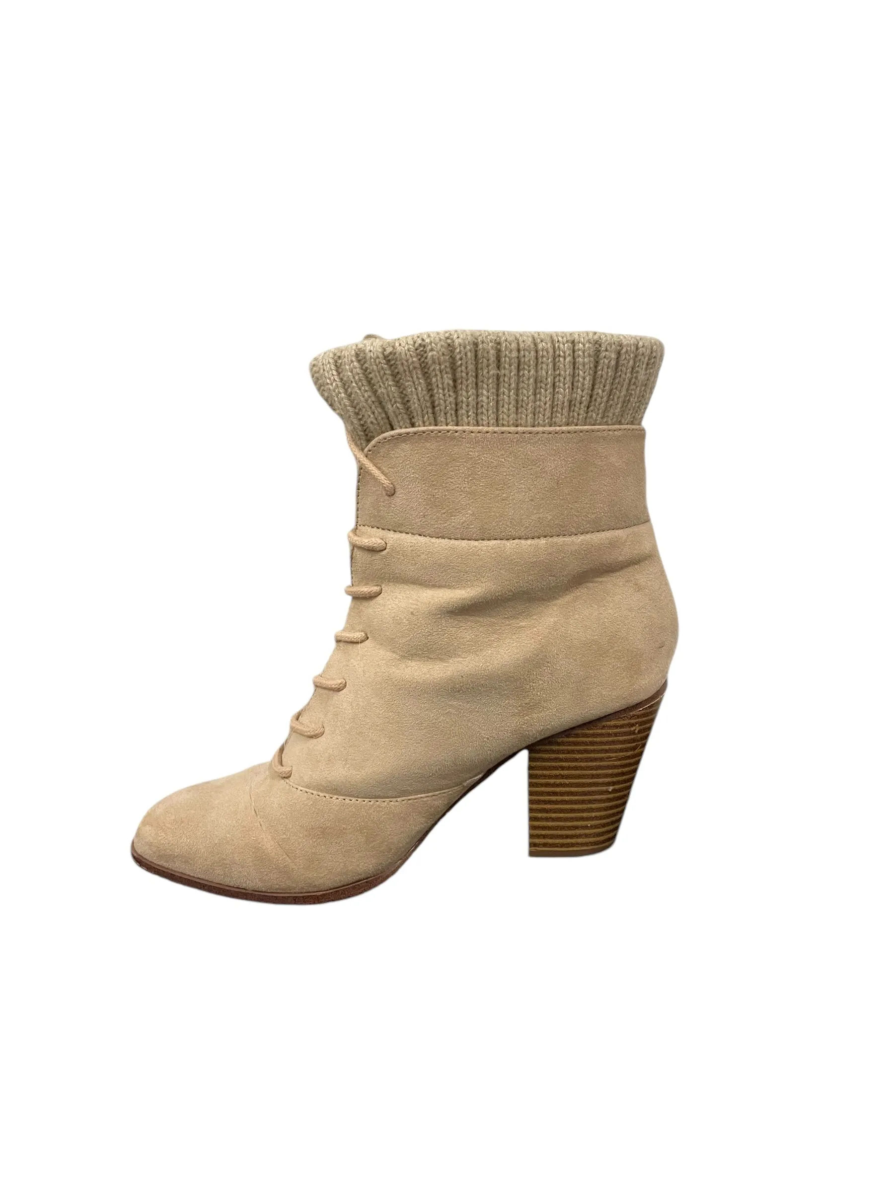 Boots Ankle Heels By Just Fab In Cream, Size: 7