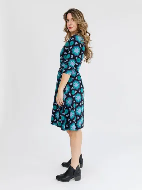 Callie 3/4 Sleeve Wrap Dress - Mod Teal