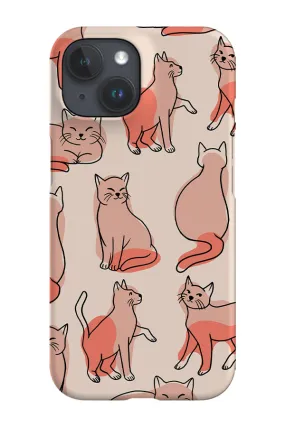 Cats Colour Line Art Phone Case (Nude)