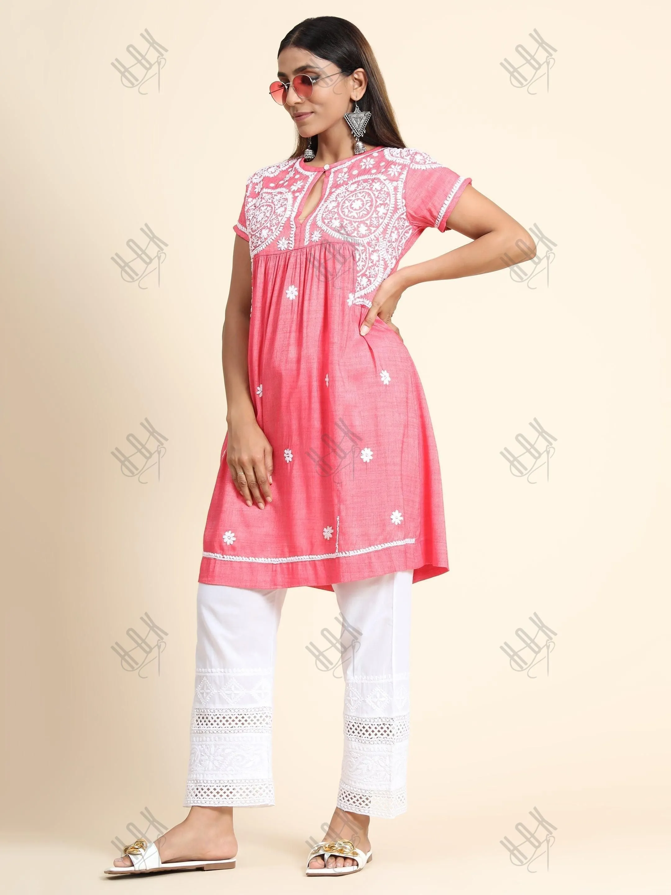 Hand Embroidery Chikankari Tunic for Women