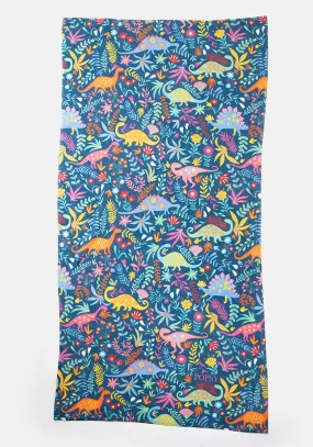 Large Dinosaur Blue Print Towel