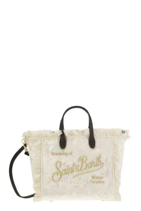 MINI VANITY BAG WITH BANGS AND EMBROIDERED LOGO