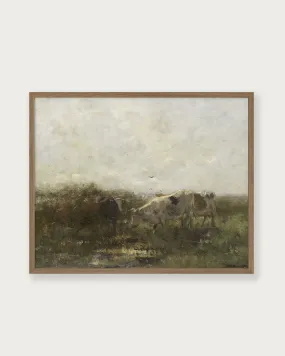 "Cows Grazing" Art Print